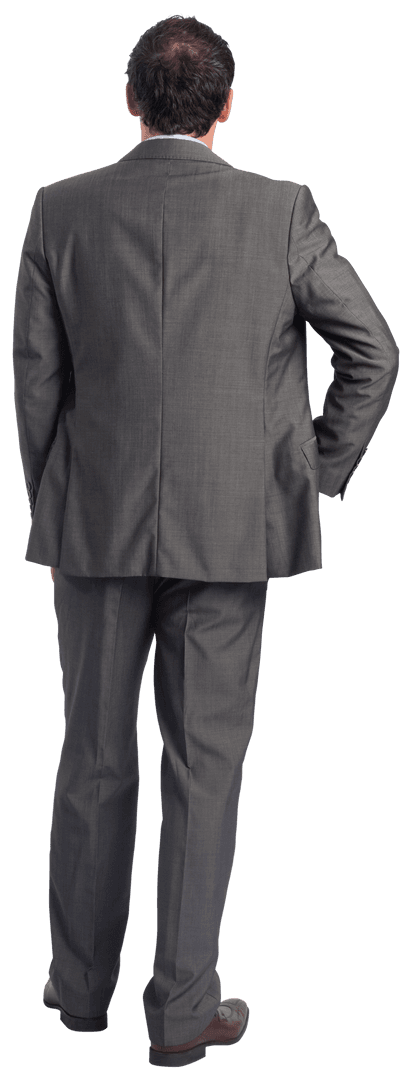 Transparent Businessman with Hand on Hip Facing Away
