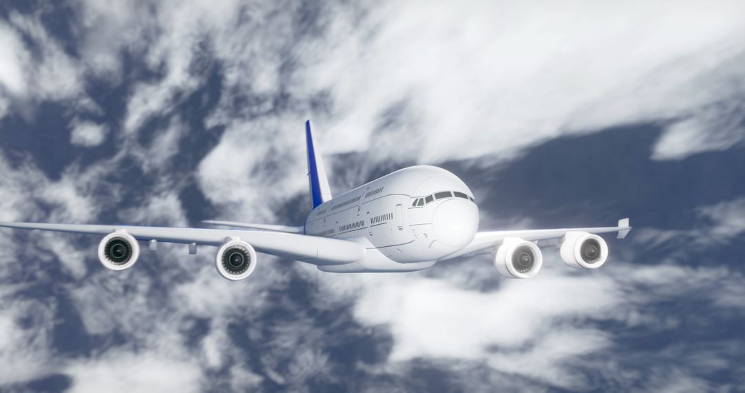 Futuristic Digital Plane Soaring High in Virtual Skies