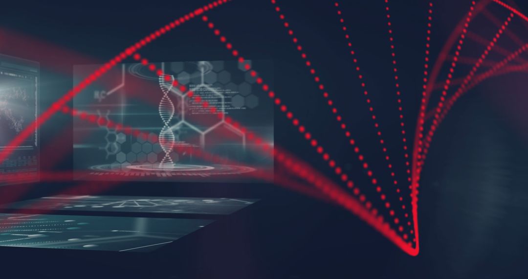 Futuristic Virtual Lab with DNA Holographic Displays and Data Stream