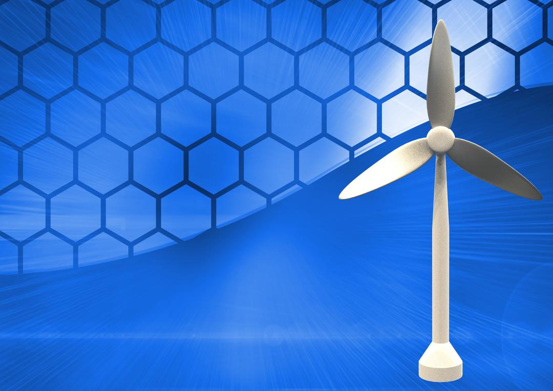Digital Composite of Wind Turbine with Hexagonal Background - Free Images, Stock Photos and Pictures on Pikwizard.com