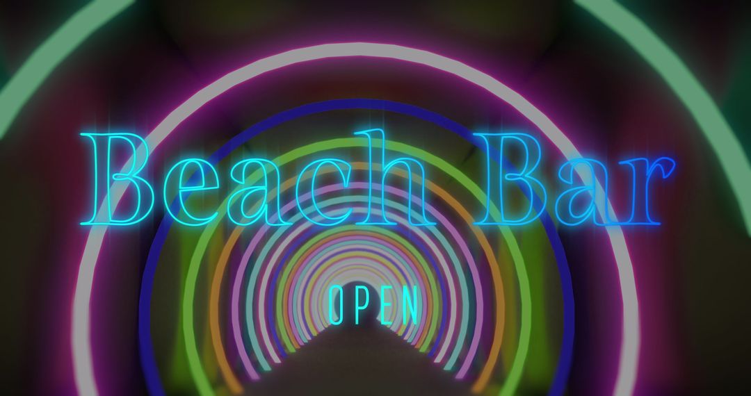 Neon Lights Welcoming Guests to Retro Beach Bar