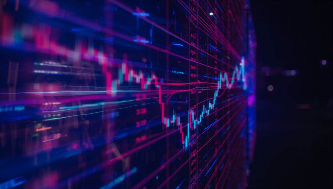 Neon Candlestick Chart in Digital Trading Interface