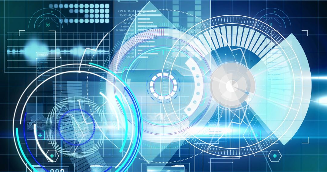 Abstract Digital Interface with Data and Tech Elements