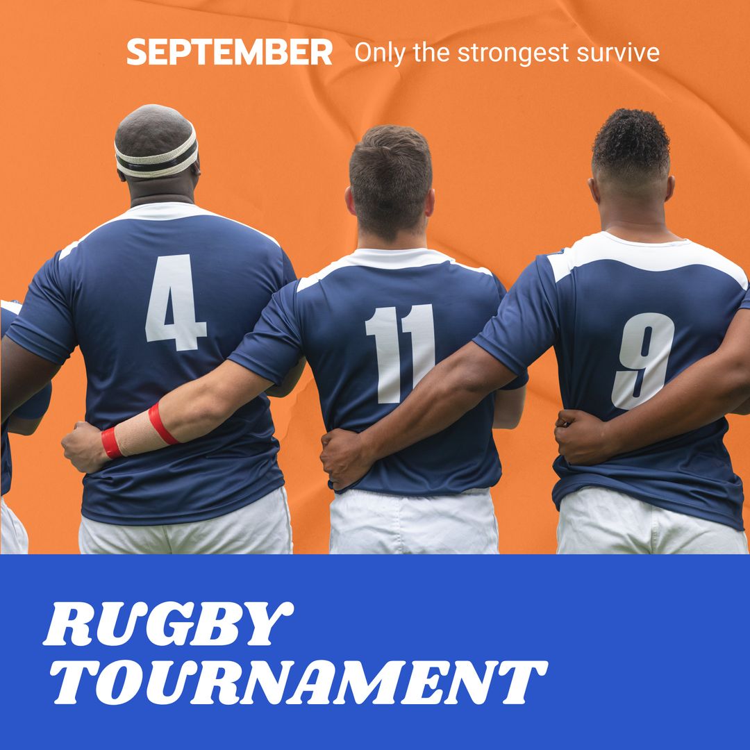 Diverse Male Rugby Team Embracing for Tournament Promotion - Download Free Stock Templates Pikwizard.com