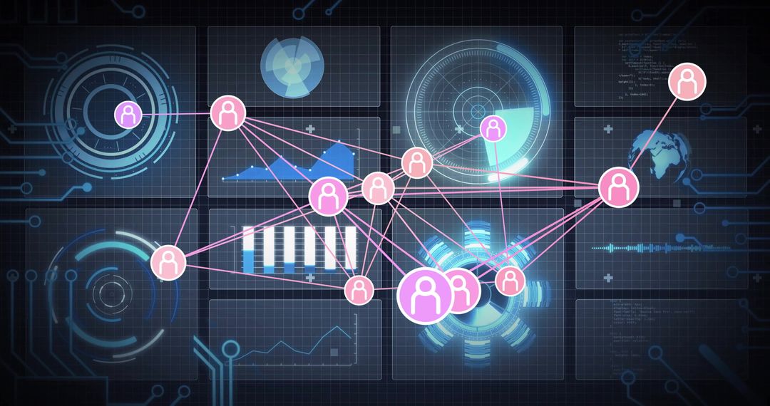 Futuristic Network Interface with Global Connectivity visuals and Data Analytics