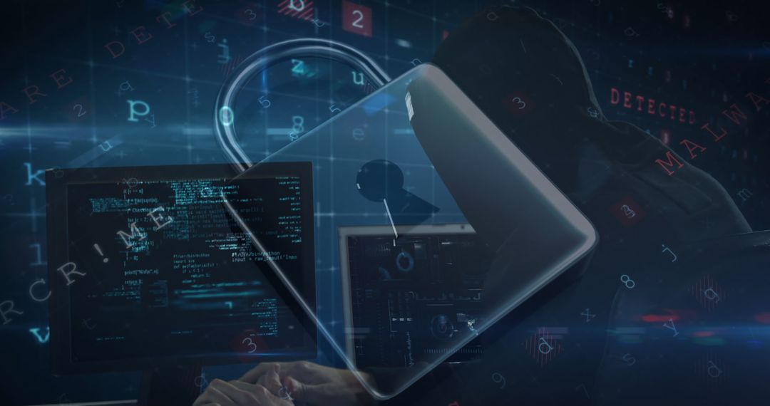 Cybersecurity Threat with Symbolic Hacker and Lock Imagery