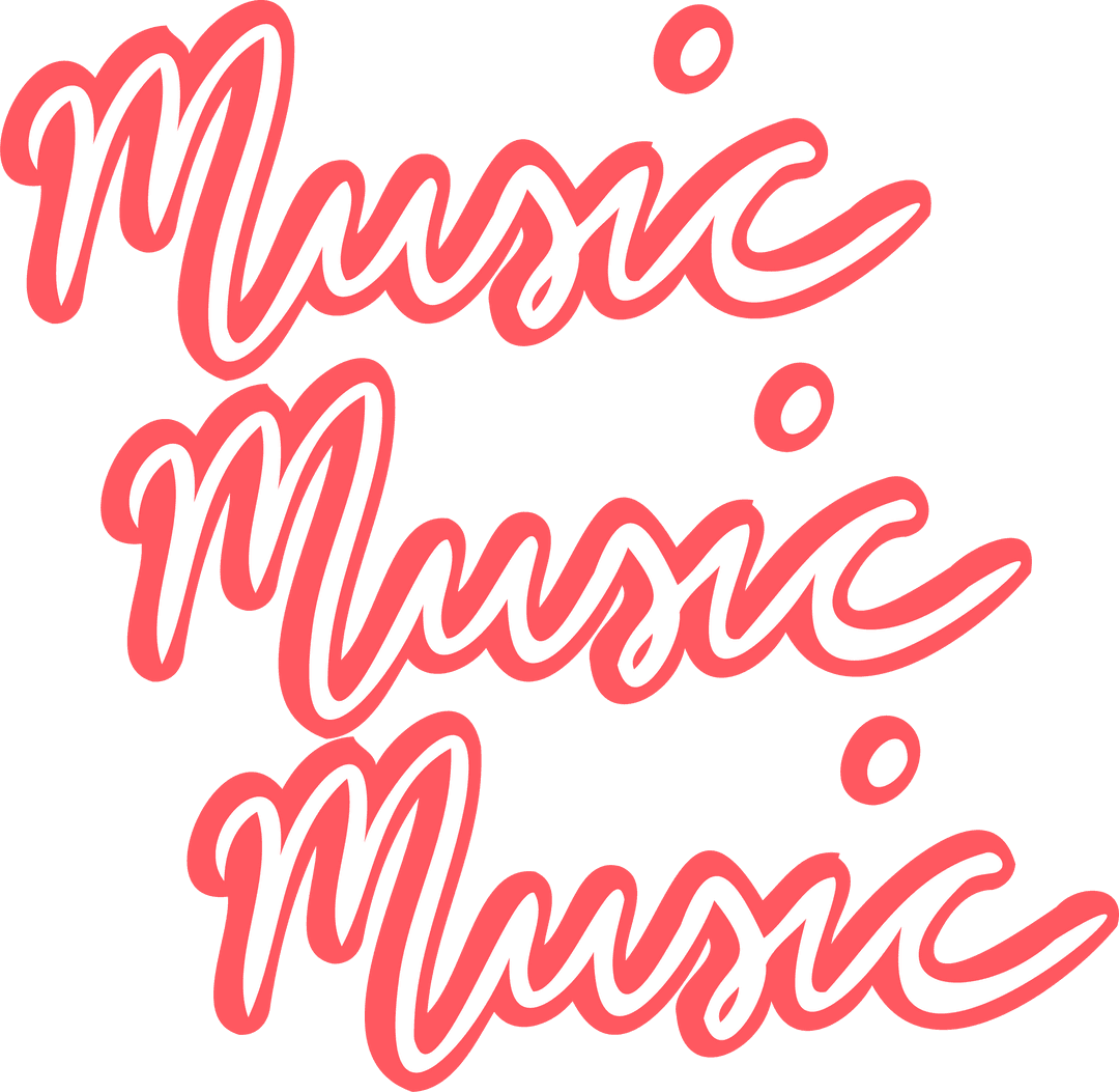 Layered Neon Music Text on Transparent Background