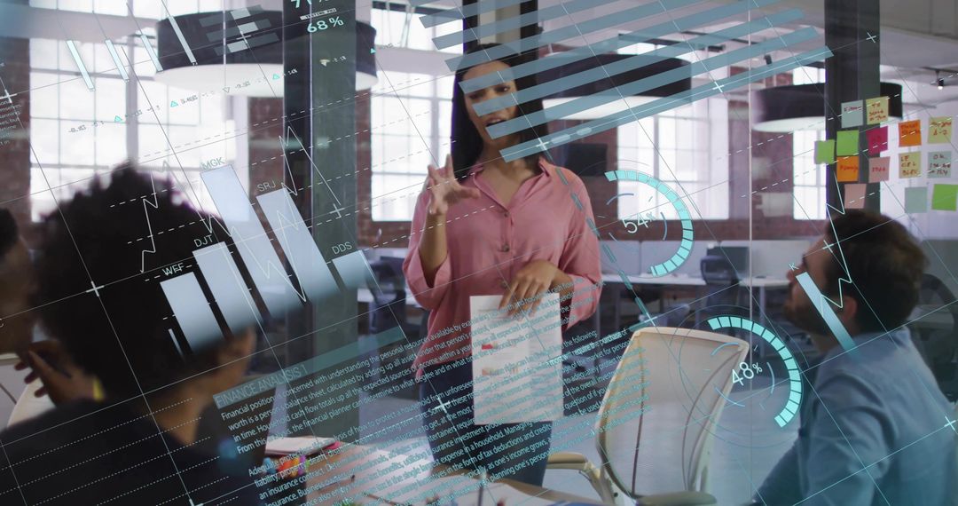 Professional Presenting Data Insights in Modern Office Environment