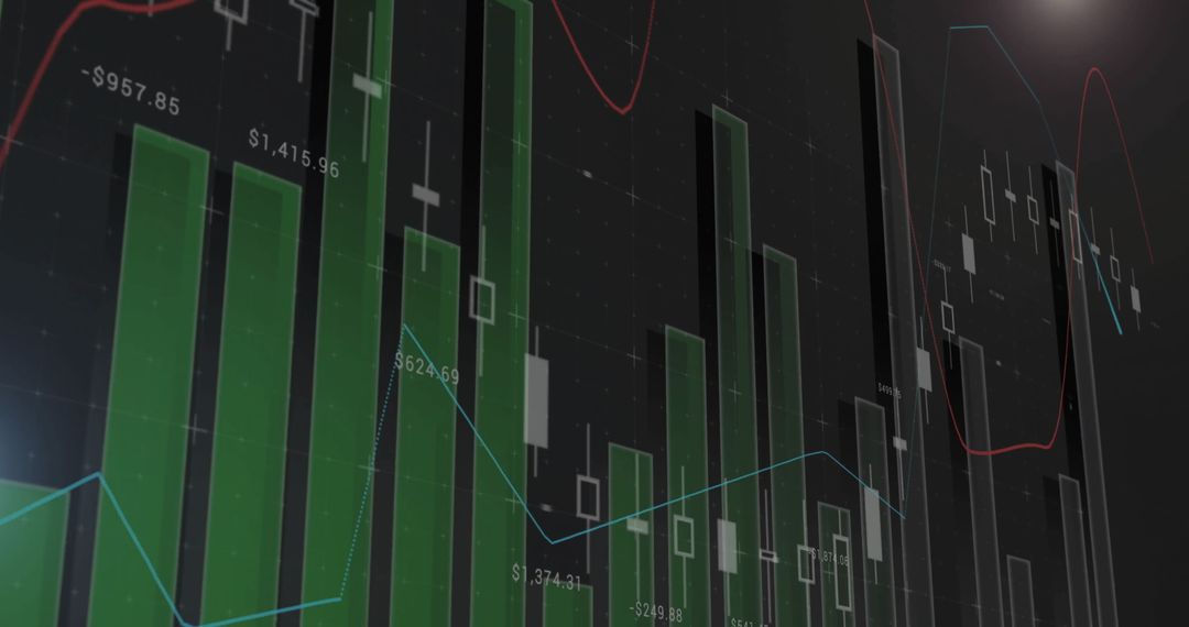 Financial Data Analysis Display with Bar and Line Graphs