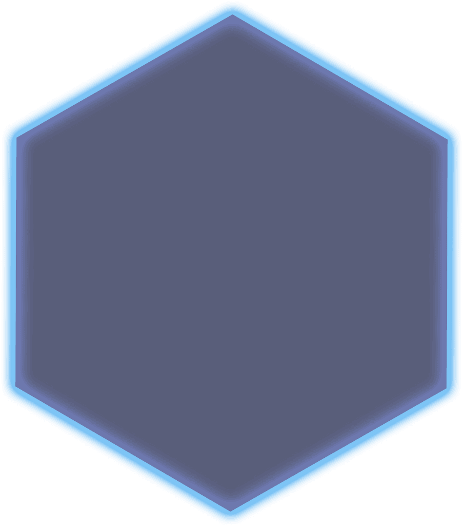 Glowing Transparent Blue Hexagon On Dark Background