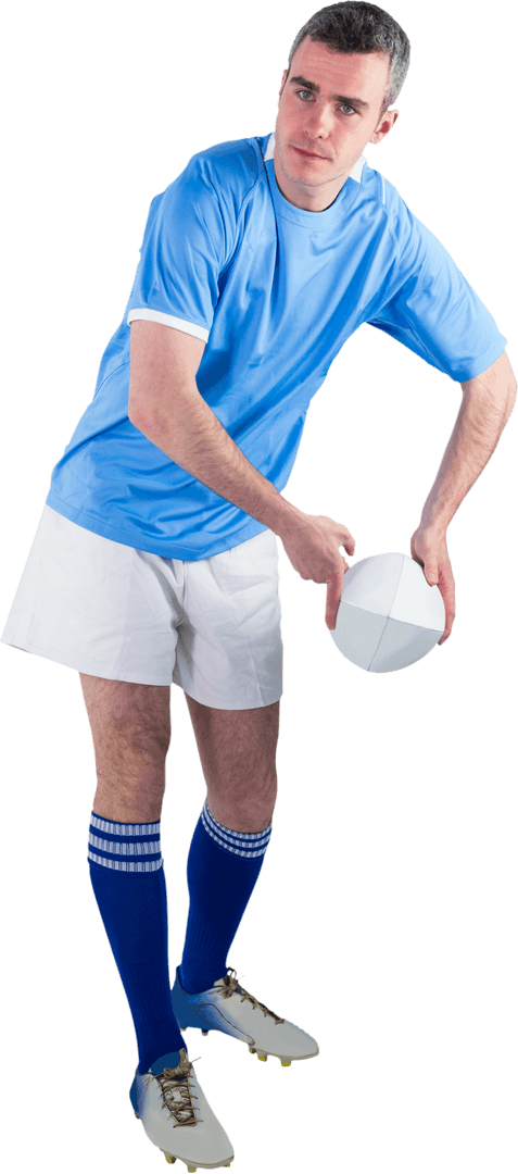 Transparent Rugby Player Preparing to Pass Ball