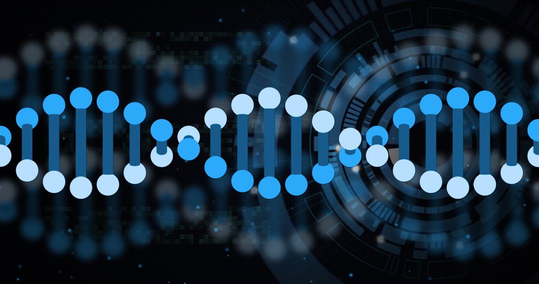 Digital DNA Strand Over Futuristic Scanning Interface