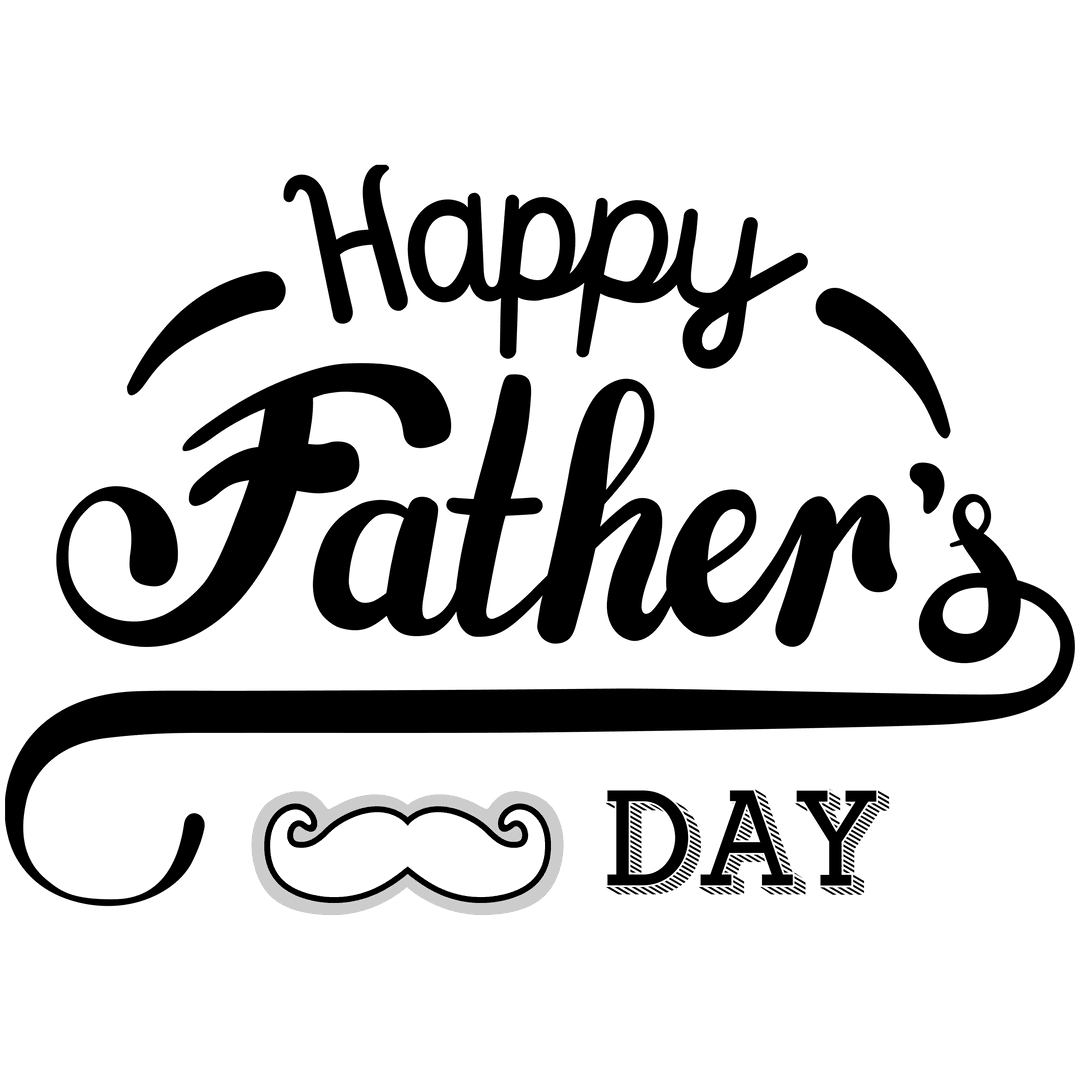 Happy Father's Day Text Decorative on Transparent PNG