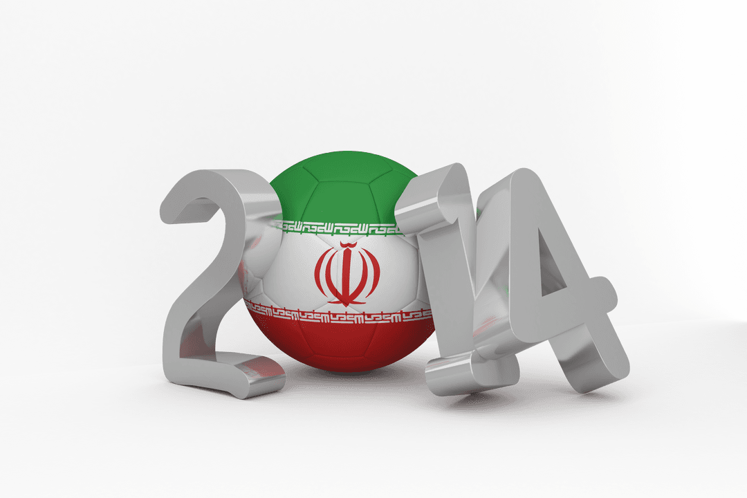 Transparent Soccer Ball with Iranian Flag and 2014 Numbers