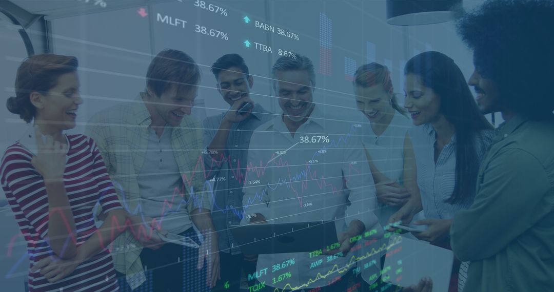Diverse Team Analyzing Financial Data Insights with Digital Charts