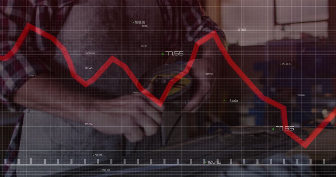 Craftsman in Woodshop Using Digital Caliper with Data Overlay