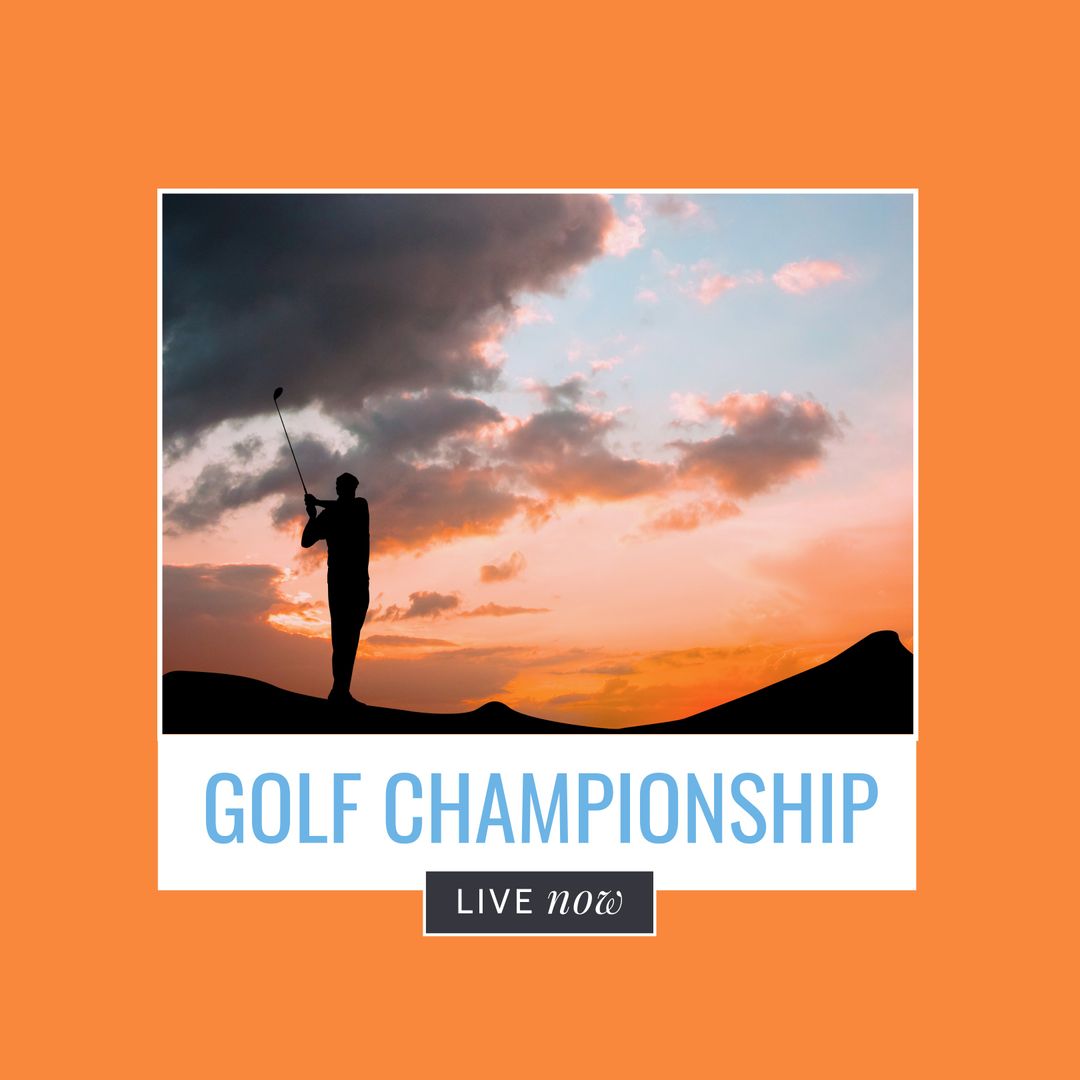 Silhouette of Golfer at Sunset on Championship Poster - Download Free Stock Templates Pikwizard.com