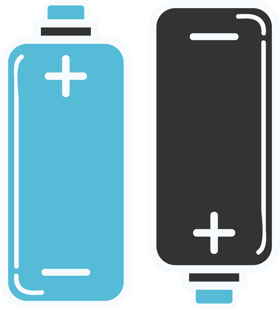 Transparent Vector Illustration of Blue and Black Batteries
