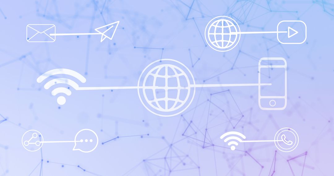 Global Tech Network with Communication Icons