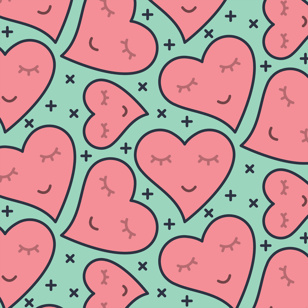 Cheerful Pink Hearts Pattern on Transparent Background for Valentine's Day