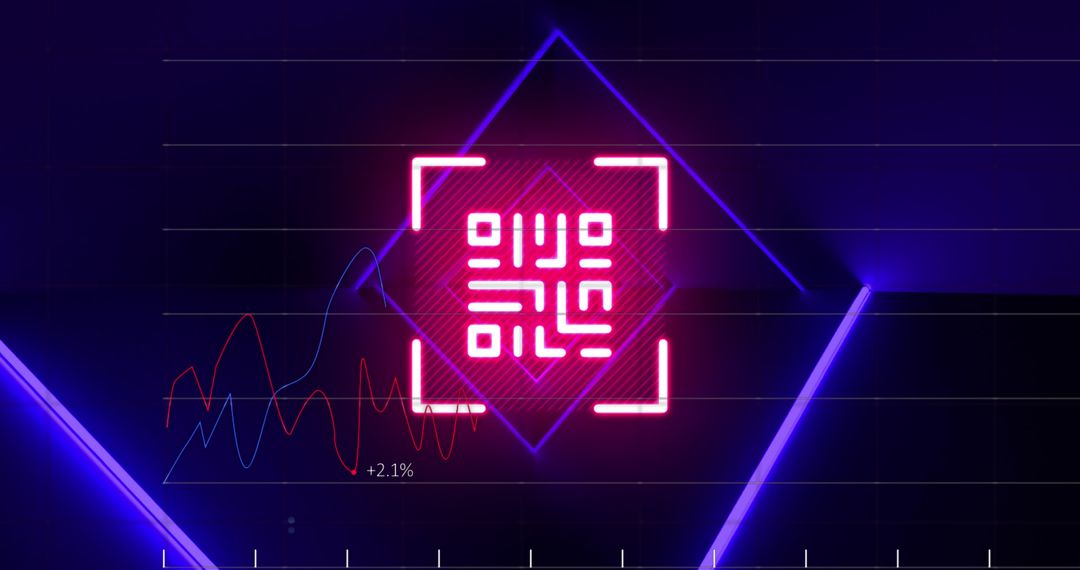 Neon QR Code and Digital Data Display