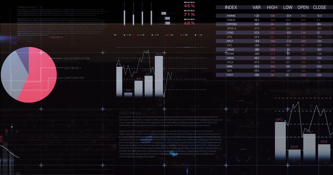 Financial Data Processing Interface on Black Background