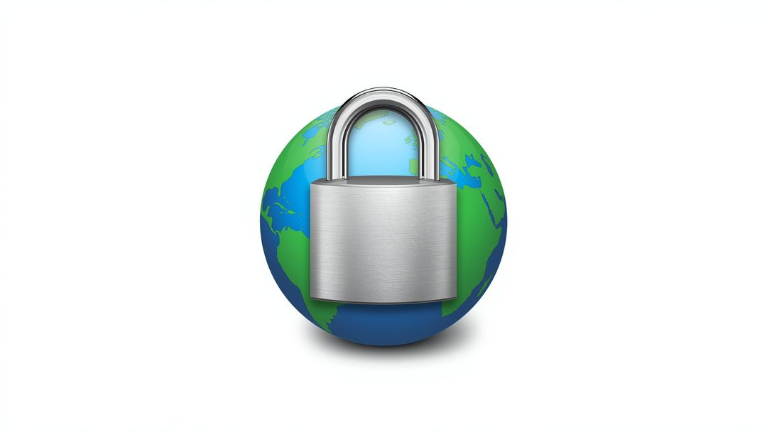 Earth Globe with Padlock Represents Global Cybersecurity