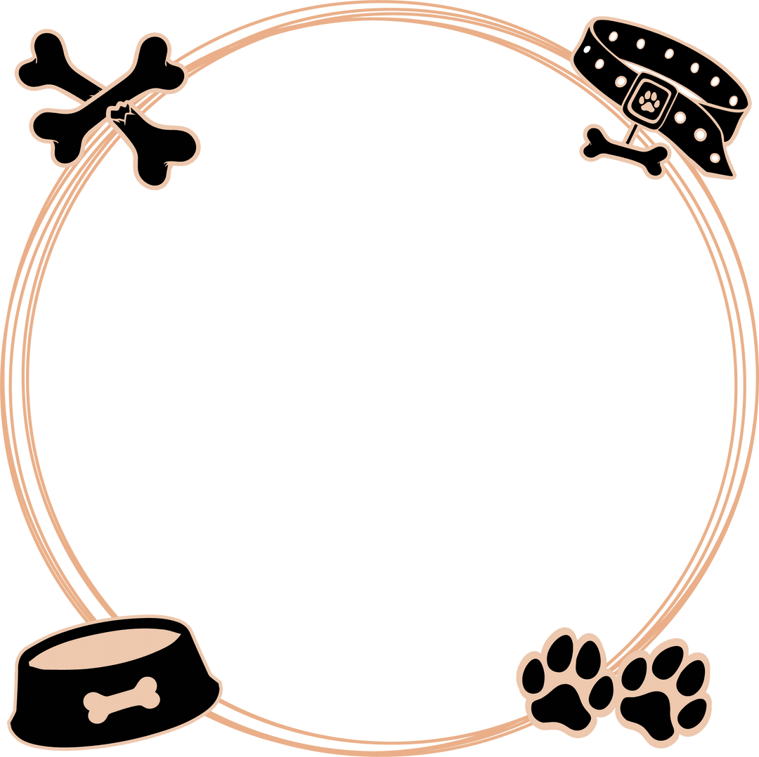 Dog-Themed Frame with Pet Icons on Transparent Background