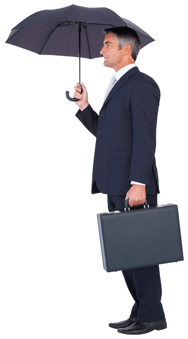 Businessman Holding Umbrella Transparent Image Clean Background