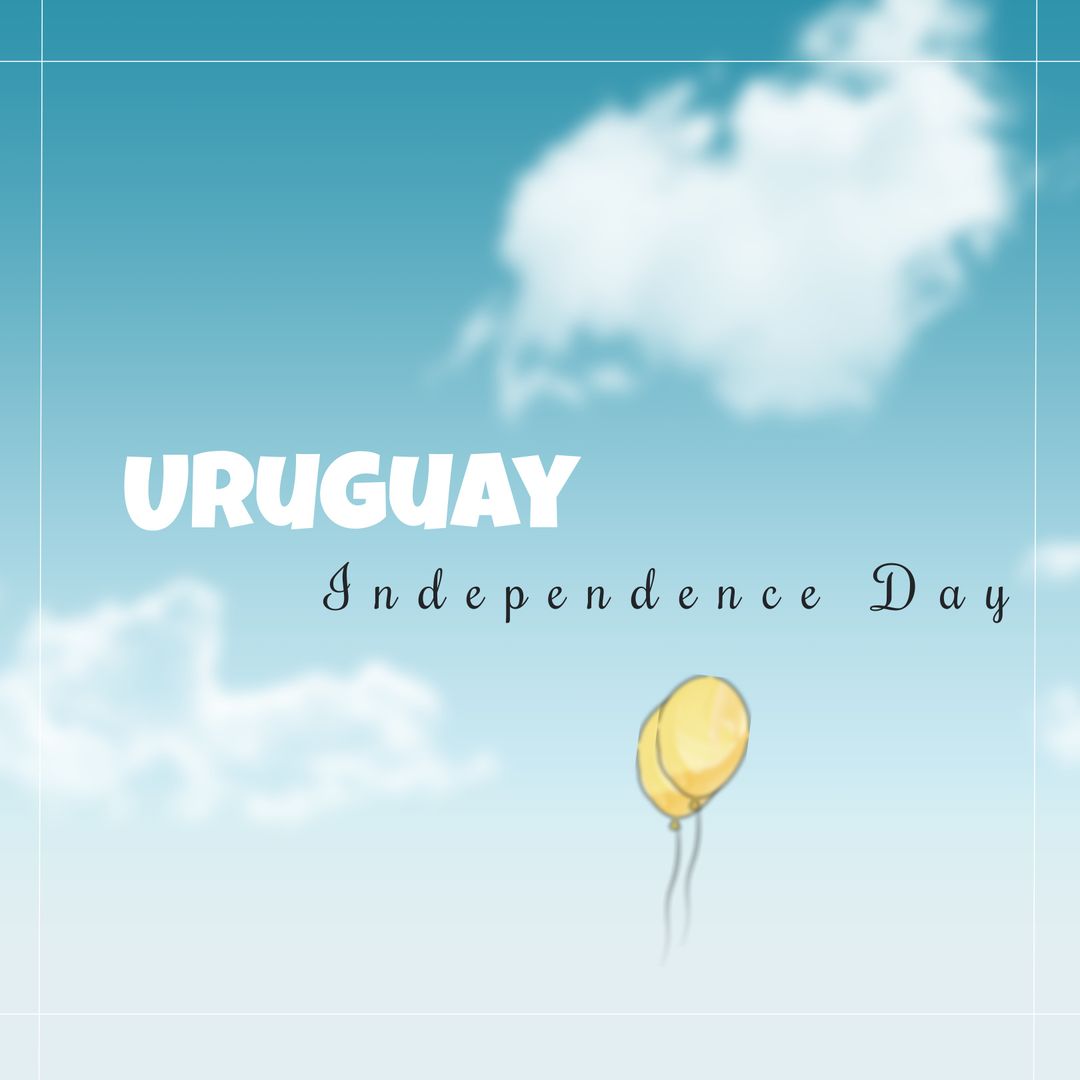 Uruguay Independence Day Celebration with Balloons and Blue Sky