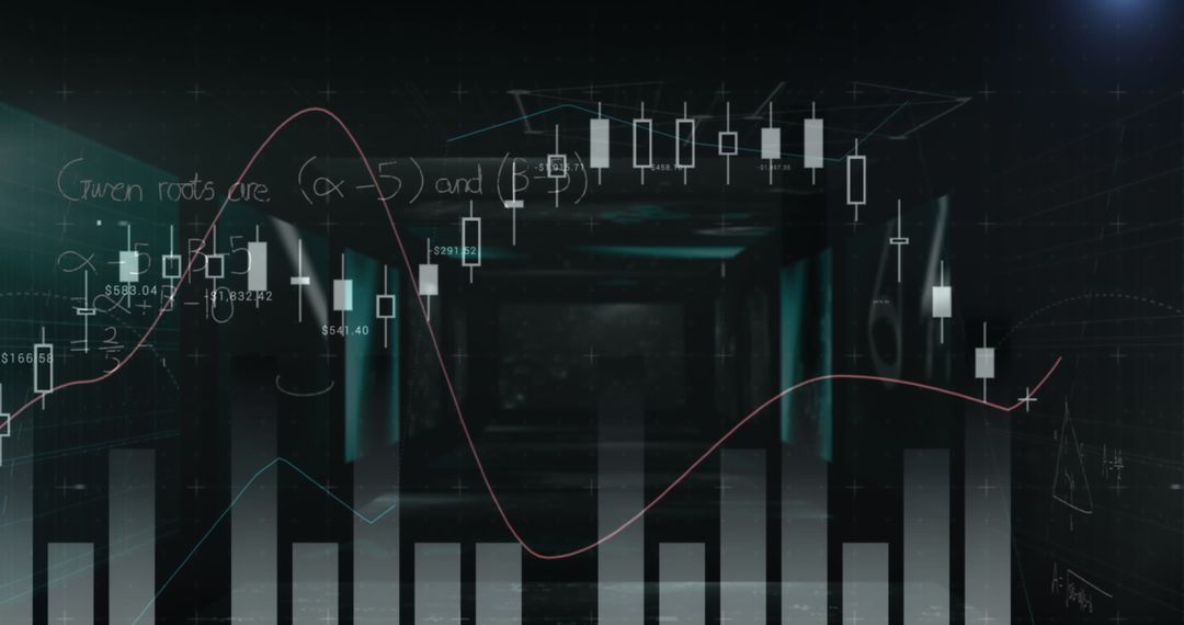 Financial Data and Math Equations on Digital Screen Interface