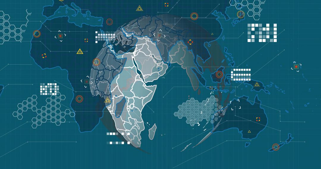 Futuristic Data Visualization with World Map Dashboard Interface