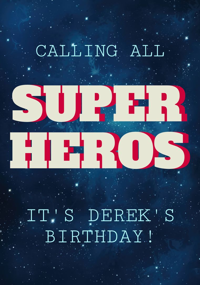 Superhero Birthday Party Invitation with Cosmic Background - Download Free Stock Templates Pikwizard.com