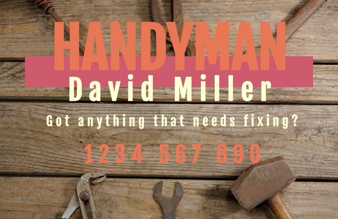 Handyman Services Advertisement with Tools on Wooden Background - Download Free Stock Templates Pikwizard.com