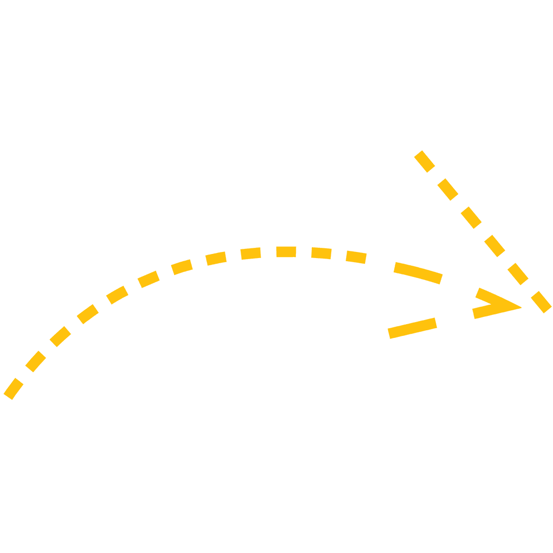 Yellow Curved Arrow Symbol on Transparent Background