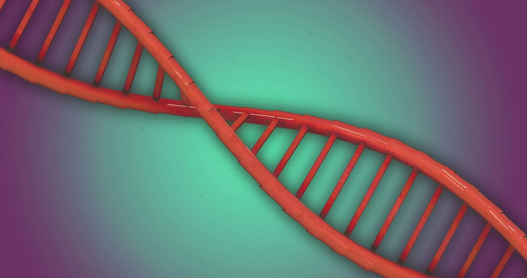 Abstract DNA Strand Over Vibrant Gradient Background
