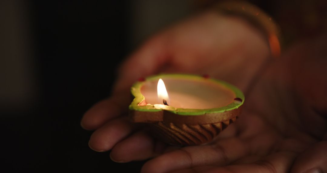 Illuminating Diwali with Traditional Lit Clay Lamp