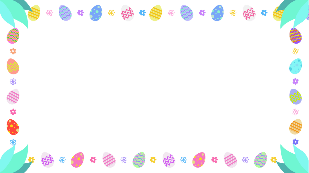 Colorful Pastel Easter Egg Border with Transparent Background