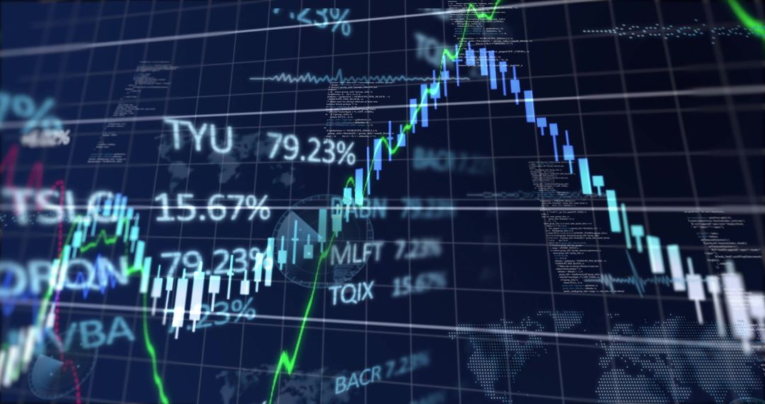 Dynamic Digital Interface with Stock Market Tickers