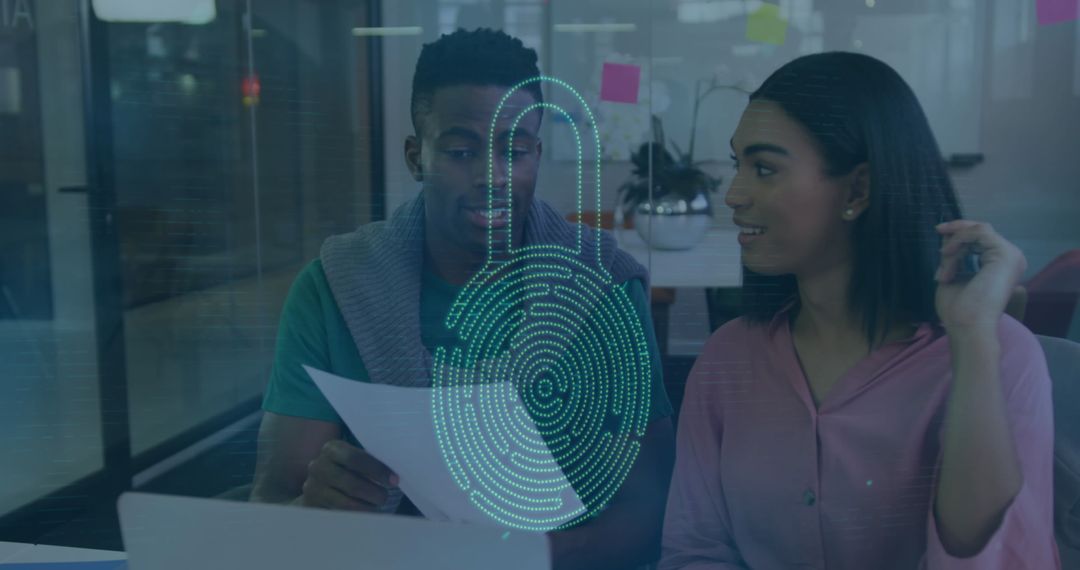 Digital Security Concept with Business Professionals in Office Discussion