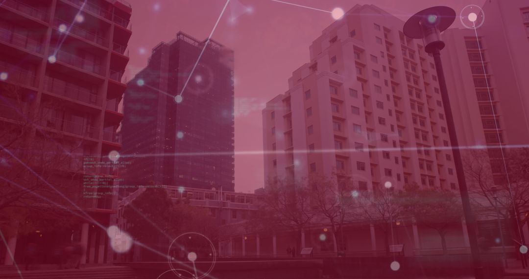 Cityscape Displaying Digital Network Connections Concept