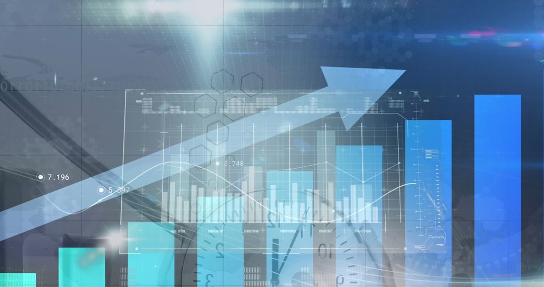 Abstract Financial Data with Upward Arrow in Digital Background