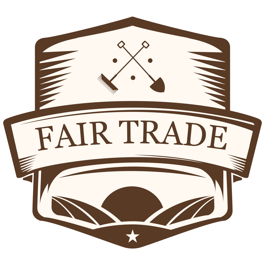 Fair Trade Label Emblem with Agriculture Icons on Transparent