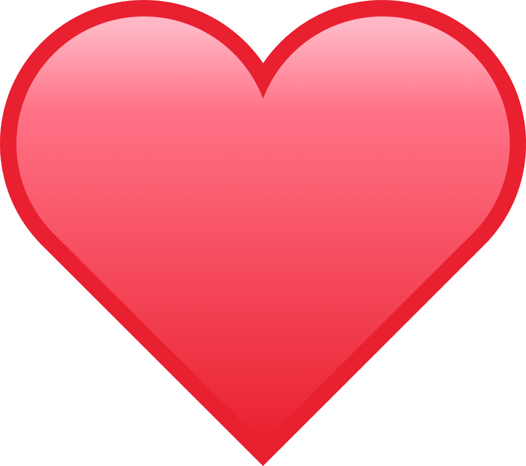 Transparent Red Heart Icon with Smooth Gradient Symbolizes Love