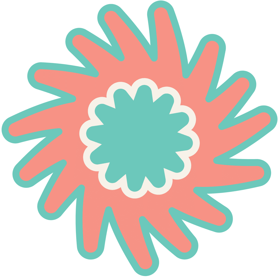 Abstract Green and Pink Flower with Transparent Background