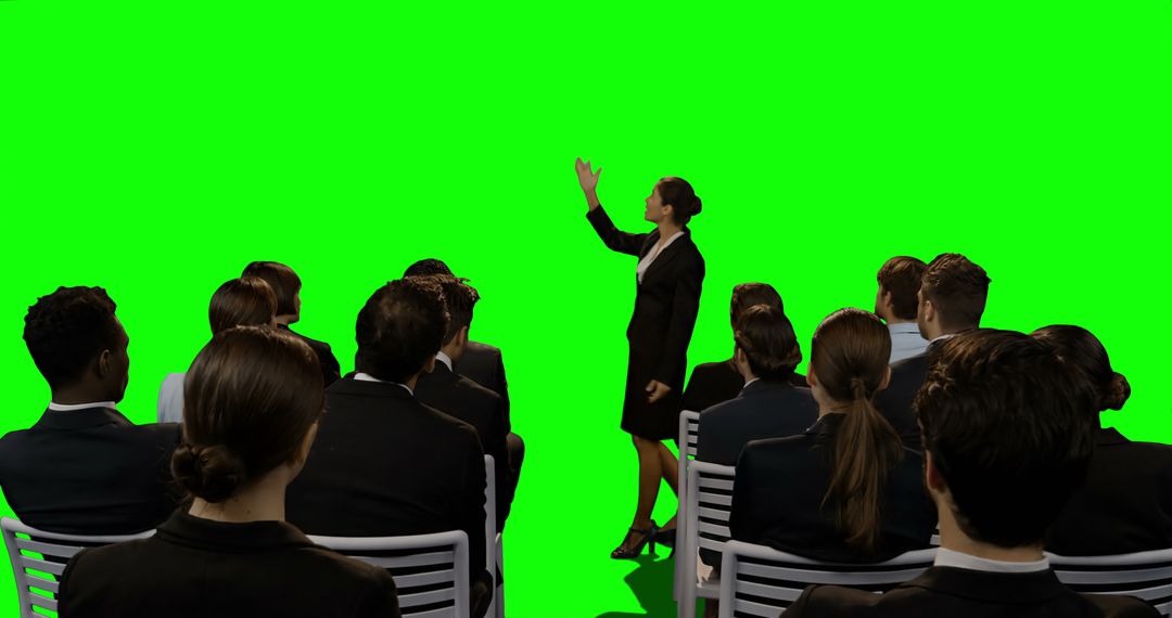 Businesswoman Presenting with Green Screen Background for Customizable Content - Free Images, Stock Photos and Pictures on Pikwizard.com