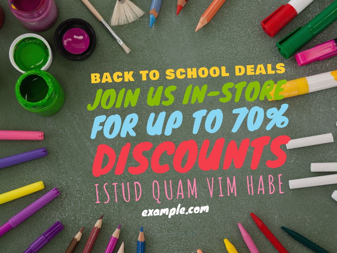 Back to School Deals Featuring Colorful School Supplies Layout