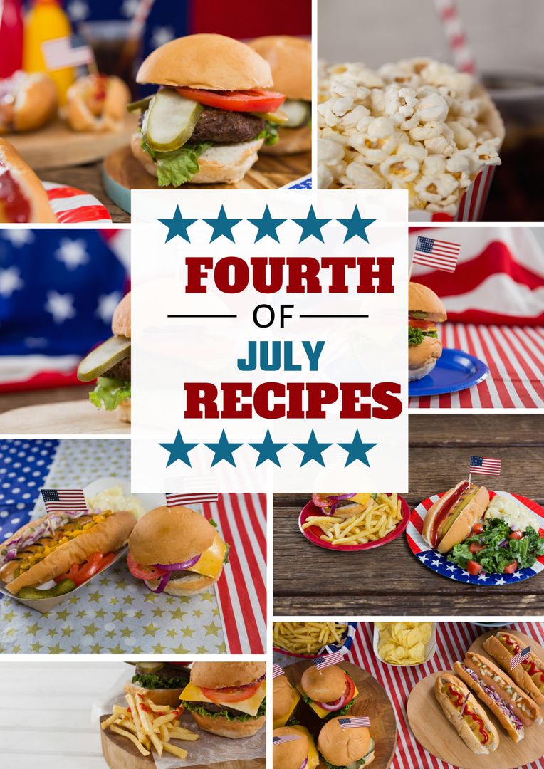 Patriotic Fourth of July Food Spread with American Classics