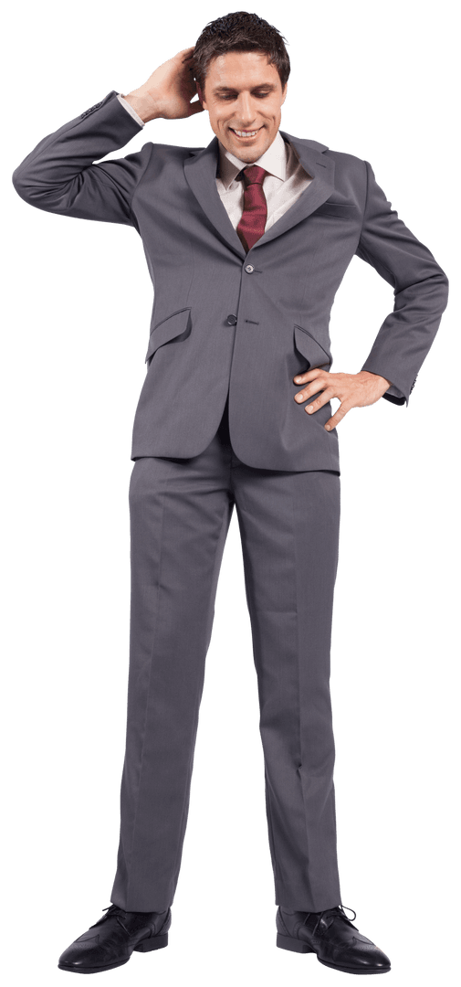 Cheerful Businessman in Formal Suit Isolated on Transparent Background
