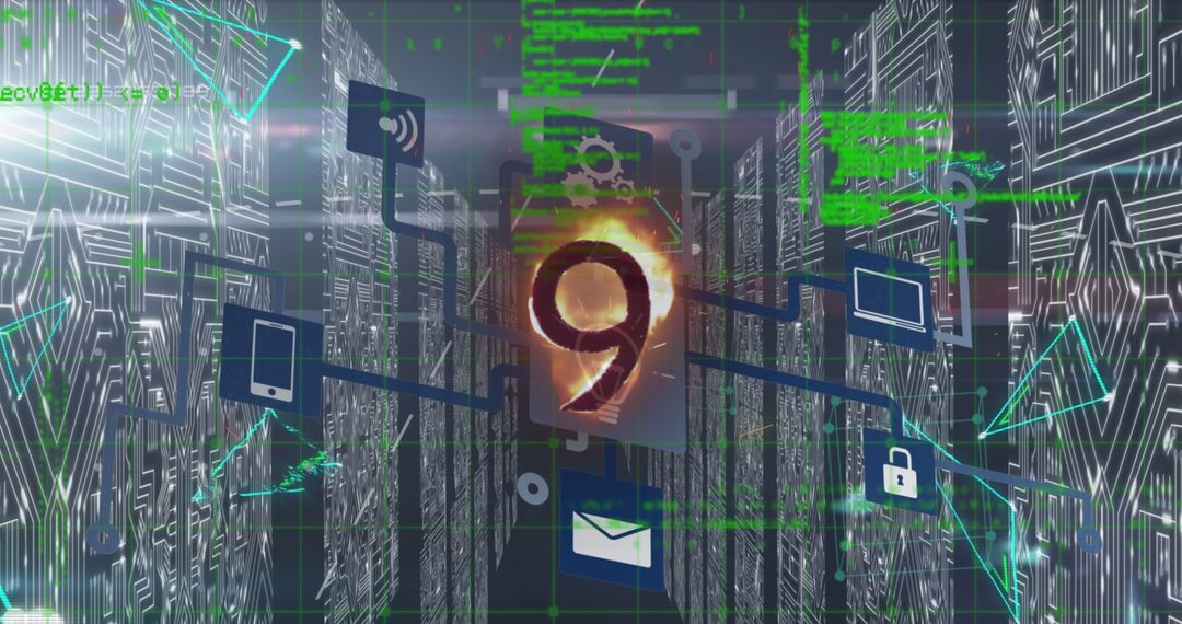 Futuristic Digital Interface with Global Network and Connections